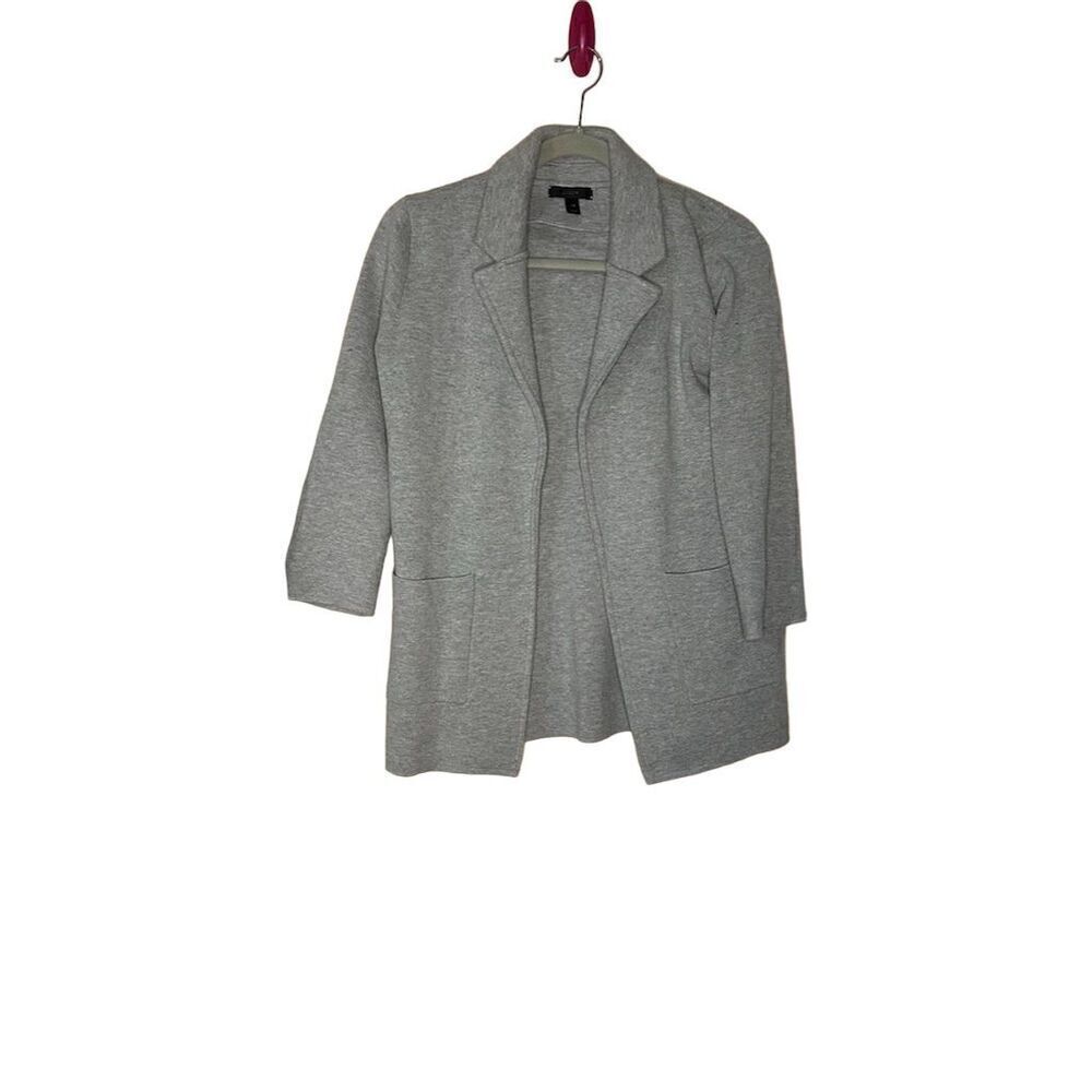 J.Crew Women's XS Heather Gray Open Front Merino Wool Blend Sweater Blazer
